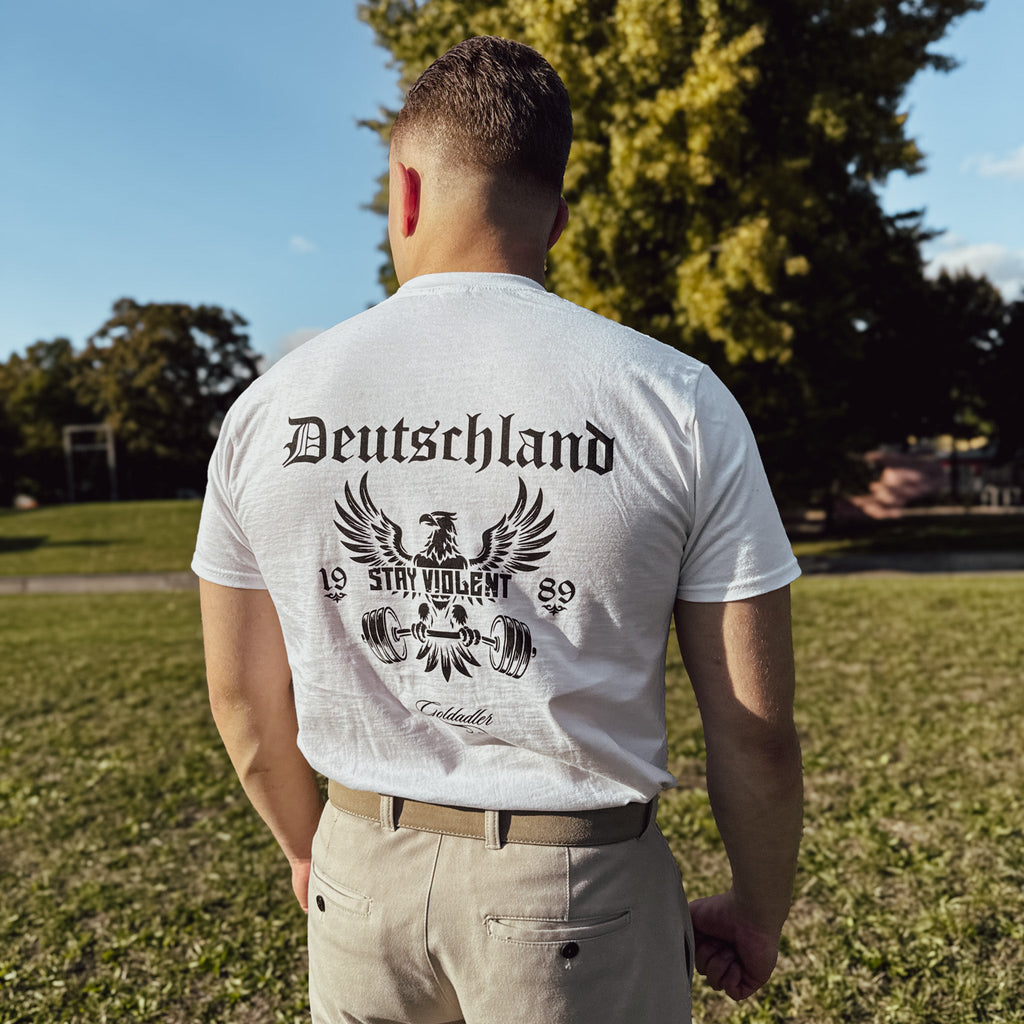 T-Shirt "Stay Violent" - White Backprint Spreadconnect